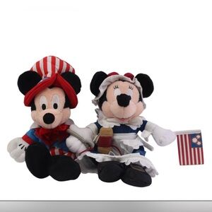 Disney Theme Park Edition “Uncle Sam Mickey” & “USA Minnie” Bean Bag Plush Lot